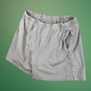 Skims Sweat Shorts Cotton Fleece Lounge Sweats Beige Pockets Women Sz XL